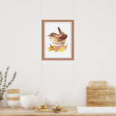Cute Waterverf Wren Bird, Natuur, Wildlife Garden Poster (Keuken)