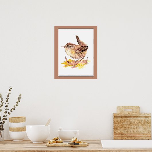 Cute Waterverf Wren Bird, Natuur, Wildlife Garden Poster (Keuken)