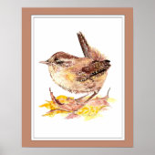 Cute Waterverf Wren Bird, Natuur, Wildlife Garden Poster (Voorkant)