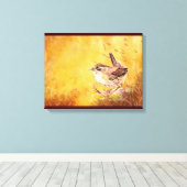 Cute Waterverf Wren Bird Painting Canvas Afdruk (Insitu (Houten vloer))