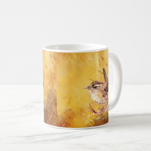 Cute Waterverf Wren Bird Painting Koffiemok (Voorkant rechts)