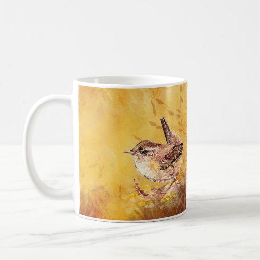 Cute Waterverf Wren Bird Painting Koffiemok (Links)