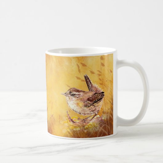 Cute Waterverf Wren Bird Painting Koffiemok (Rechts)