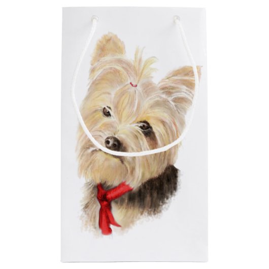 Cute Waterverf Yorkie Yorkshire Terrier Dog Klein Cadeauzakje (Achterkant)