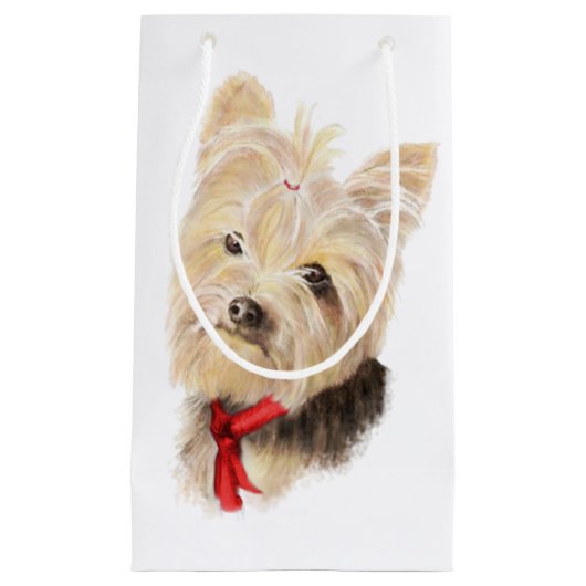 Cute Waterverf Yorkie Yorkshire Terrier Dog Klein Cadeauzakje (Voorkant)