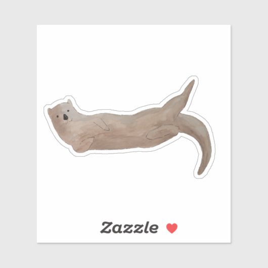 Cute Waterverf Zee Otter Sticker (Vel)