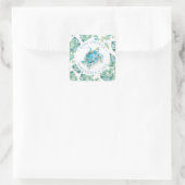 Cute Waterverf Zee Turtle & Greenery Favor Vierkante Sticker (Tas)