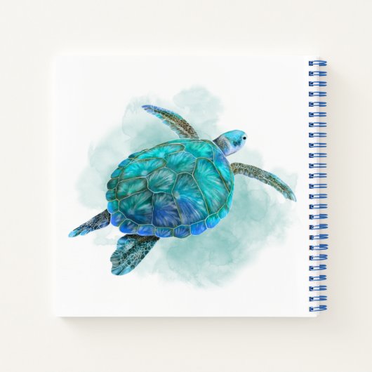 Cute Waterverf Zee Turtle Personalized Notitieboek (Achterkant)