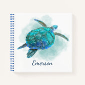 Cute Waterverf Zee Turtle Personalized Notitieboek (Voorkant)