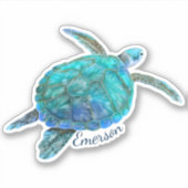 Cute Waterverf Zee Turtle Personalized Sticker (Voorkant)