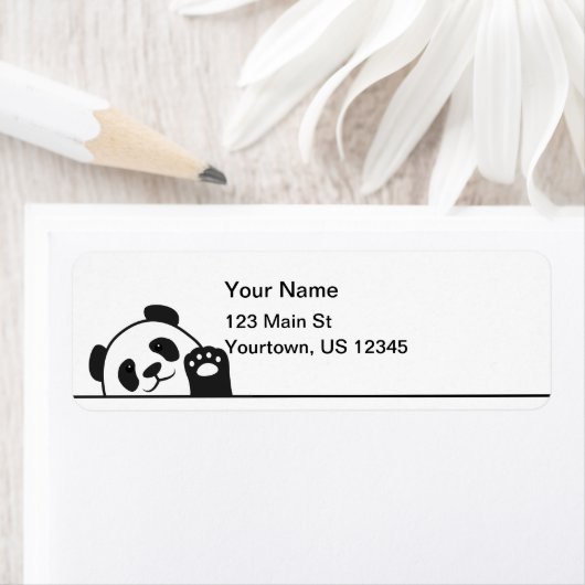 Cute Waving Panda Beer Etiket (Insitu)