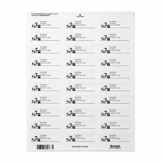 Cute Waving Panda Beer Etiket (Full Sheet)