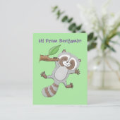 Cute waving raccoon cartoon afbeelding briefkaart (Staand voorkant)