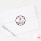 Cute Waving Snowman Prettige feestdagen Ronde Sticker (Envelop)