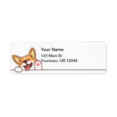 Cute Waving Welsh Corgi Dog Etiket (Voorkant)