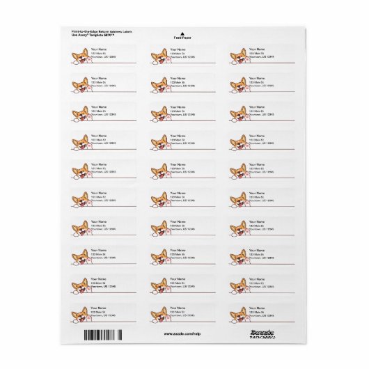 Cute Waving Welsh Corgi Dog Etiket (Full Sheet)