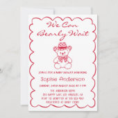 Cute We Can Bearly Wait Teddy Bear Baby Shower Kaart (Voorkant)