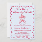 Cute We Can Bearly Wait Teddy Bear Baby Shower Kaart (Voorkant)