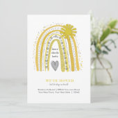 Cute We hebben Boho Yellow Grey Rainbow verplaatst Aankondiging (Staand voorkant)
