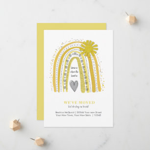 Cute We hebben Boho Yellow Grey Rainbow verplaatst Aankondiging
