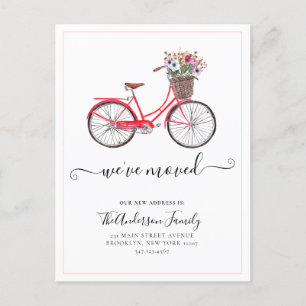 Cute We hebben Floral Bicycle New Address Moving v Aankondigingskaart