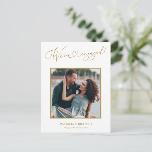 Cute We zijn het Verloving Aankondiging Foto P Briefkaart (Staand voorkant)