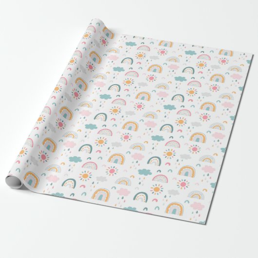 Cute Weather Pattern Cadeaupapier (Uitgerold)