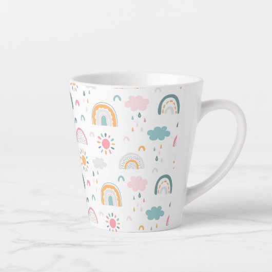 Cute Weather Pattern Latte Mok (Rechts)
