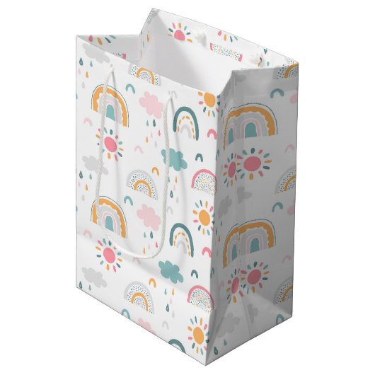 Cute Weather Pattern Medium Cadeauzakje (Voorkant Gekanteld)