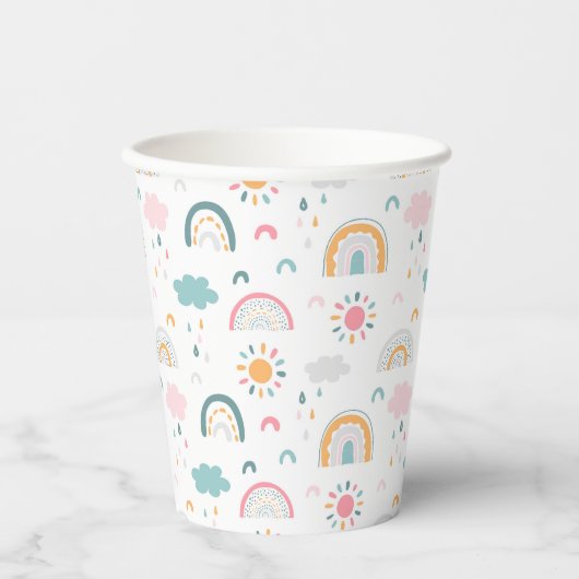 Cute Weather Pattern Papieren Bekers (Voorkant)