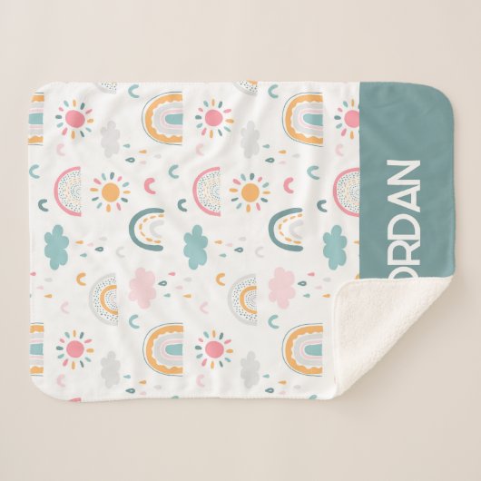 Cute Weather Pattern Sherpa Deken (Voorkant (horizontaal))