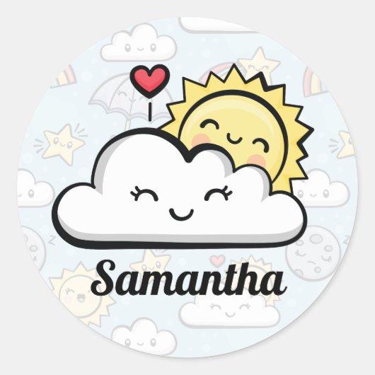 Cute Weather Ronde Sticker (Voorkant)