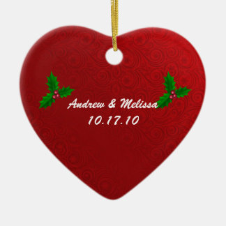 Cute Weddenschap trouwde ons eerste kerstfeest Keramisch Ornament
