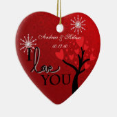 Cute Weddenschap trouwde ons eerste kerstfeest Keramisch Ornament (Rechts)