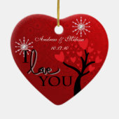 Cute Weddenschap trouwde ons eerste kerstfeest Keramisch Ornament (Achterkant)