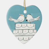 Cute Wedding Bride en Groom White Birds Keepslag Keramisch Ornament (Rechts)