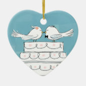 Cute Wedding Bride en Groom White Birds Keepslag Keramisch Ornament (Voorkant)