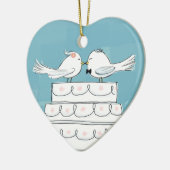 Cute Wedding Bride en Groom White Birds Keepslag Keramisch Ornament (Links)