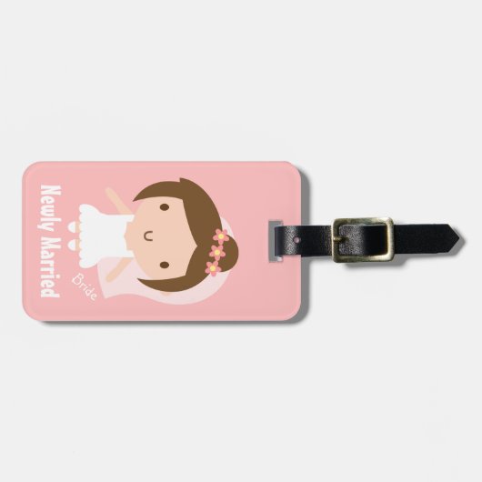 Cute Wedding Bride Girl in White Gown Bagagelabel (Voorkant horizontaal)