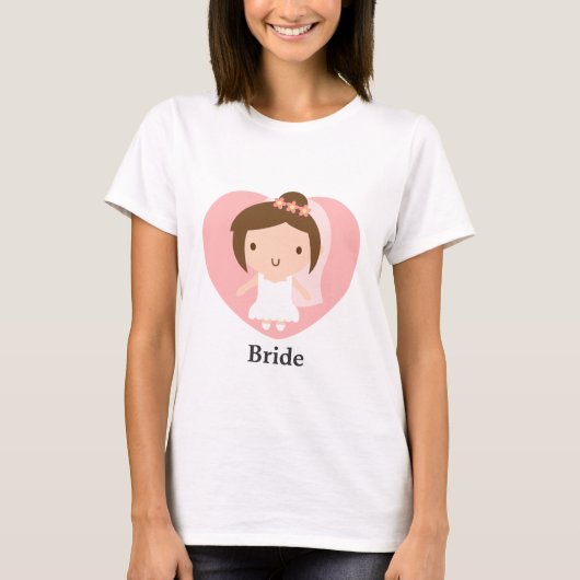 Cute Wedding Bride Girl in White Gown T-shirt (Voorkant)