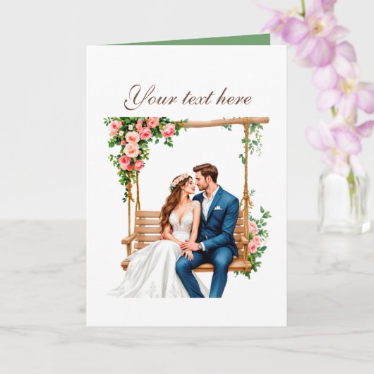 Cute Wedding couple customizable Kaart (Orchidee)