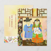 Cute Wedding Couple Save the Date Invitations (Voorkant / Achterkant)