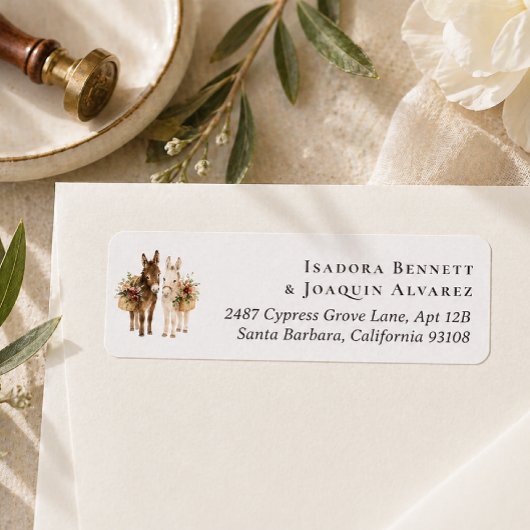 Cute Wedding Donkeys | Return Address Etiket