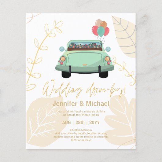 Cute Wedding Drive-by Budget Invitations (Voorkant)