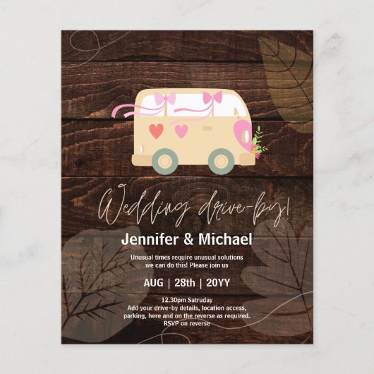 Cute Wedding Drive-by Budget Invitations (Voorkant)