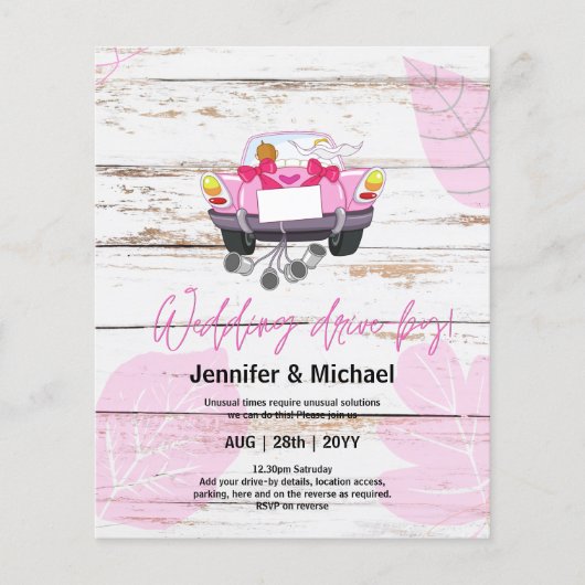 Cute Wedding Drive-by Budget Invitations (Voorkant)