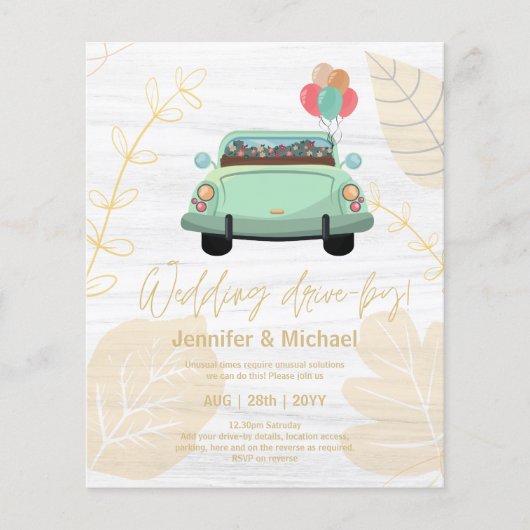 Cute Wedding Drive-by Budget Invitations (Voorkant)