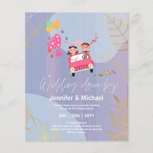 Cute Wedding Drive-by Budget Invitations (Voorkant)