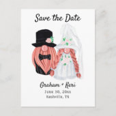 Cute Wedding Gnome Couple Save the Date Aankondigingskaart (Voorkant)