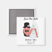 Cute Wedding Gnome Couple Save the Date Magneet (Voorkant / Achterkant)